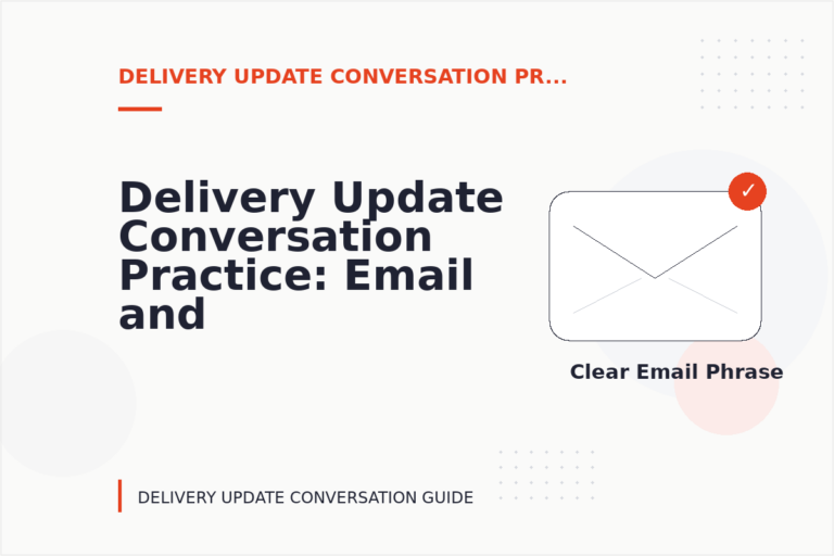 Delivery Update Conversation Practice: Email and Message Examples Delivery Update Conversation Practice: Email and Message Examples
